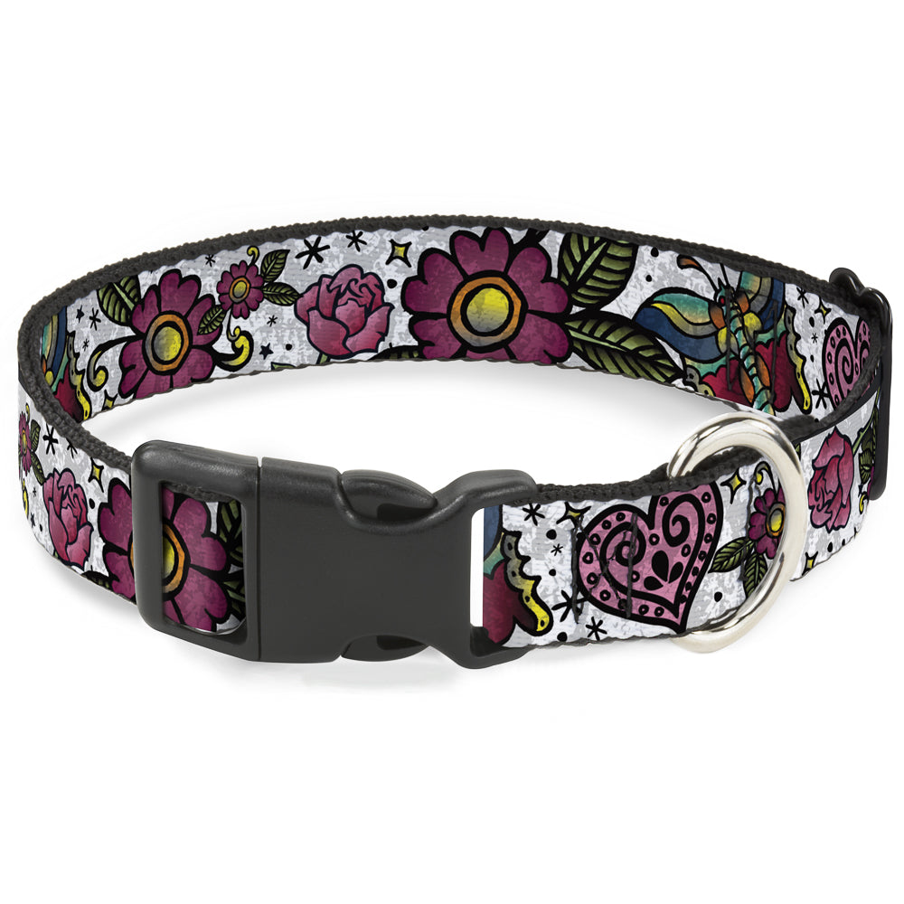 Plastic Clip Collar - Love Kills CLOSE-UP White Plastic Clip Collars Buckle-Down