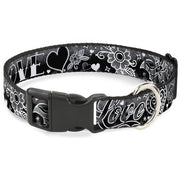 Plastic Clip Collar - Love Love Black/White Plastic Clip Collars Buckle-Down