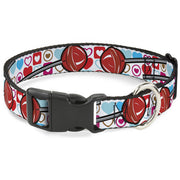 Plastic Clip Collar - Lollipop Hearts White Plastic Clip Collars Buckle-Down