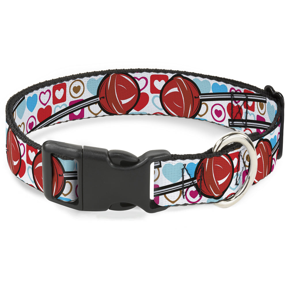 Plastic Clip Collar - Lollipop Hearts White Plastic Clip Collars Buckle-Down