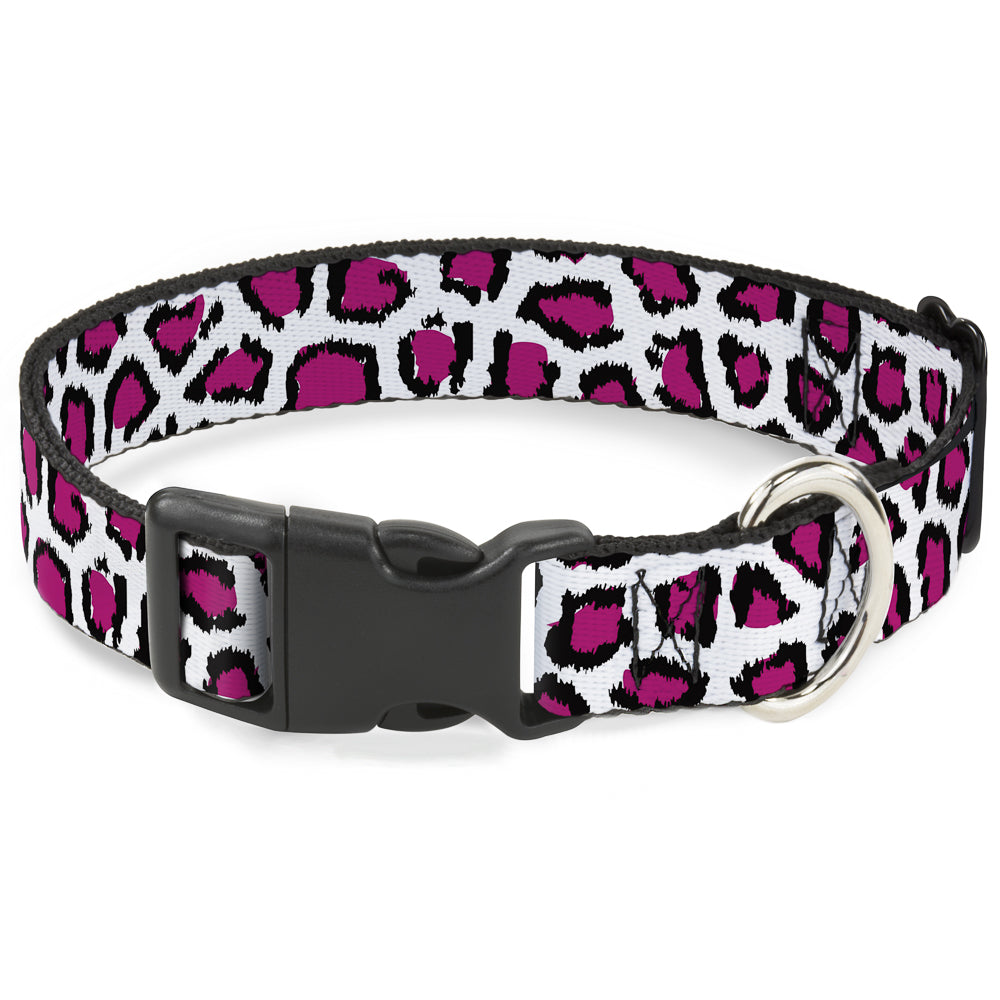Plastic Clip Collar - Leopard White/Fuchsia Plastic Clip Collars Buckle-Down