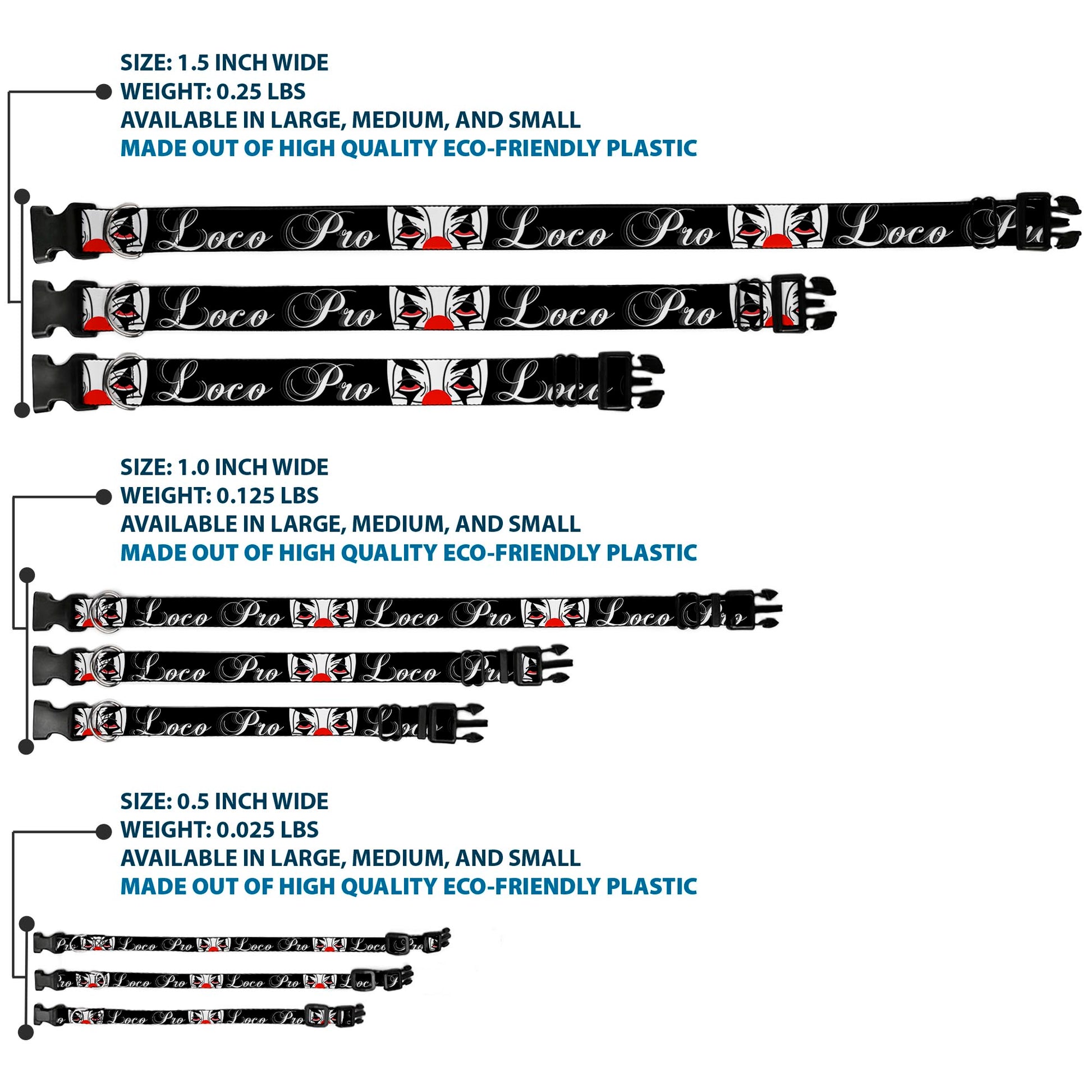 Buckle-Down Plastic Buckle Dog Collar - Loco Pro Clown Plastic Clip Collars Buckle-Down