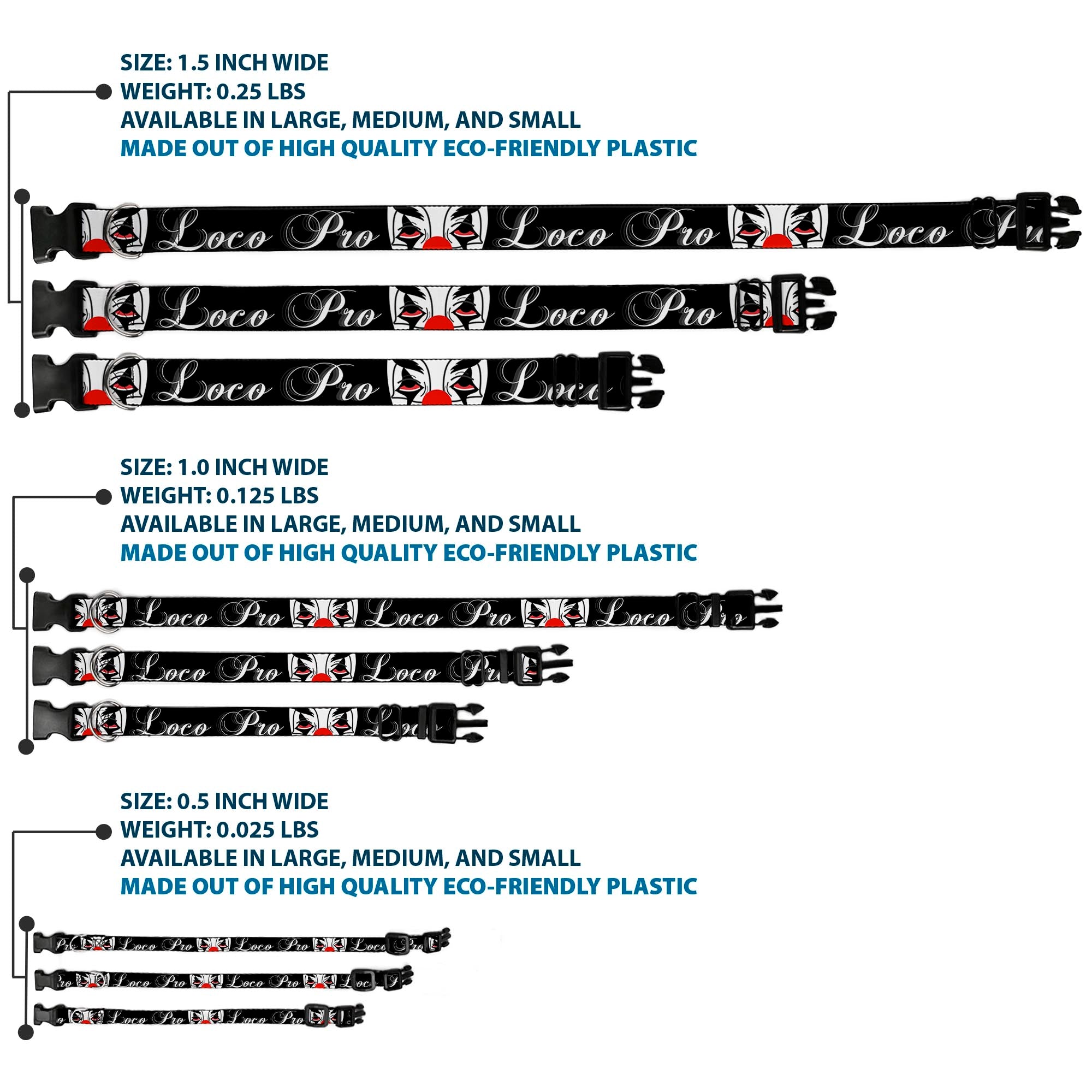 Buckle-Down Plastic Buckle Dog Collar - Loco Pro Clown Plastic Clip Collars Buckle-Down