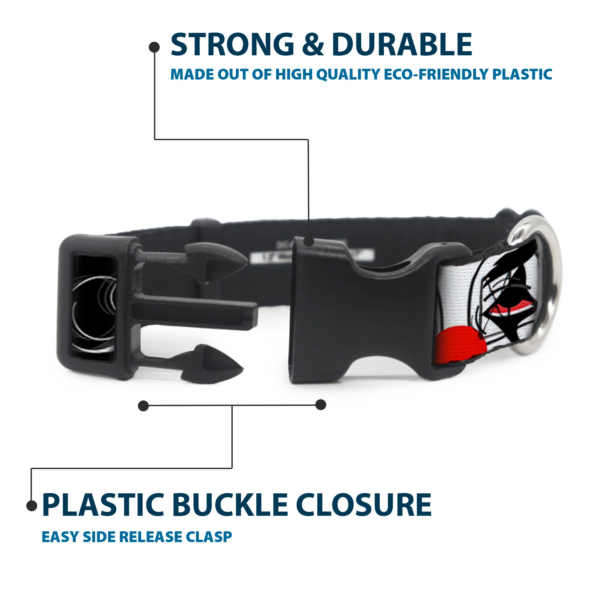 Buckle-Down Plastic Buckle Dog Collar - Loco Pro Clown Plastic Clip Collars Buckle-Down