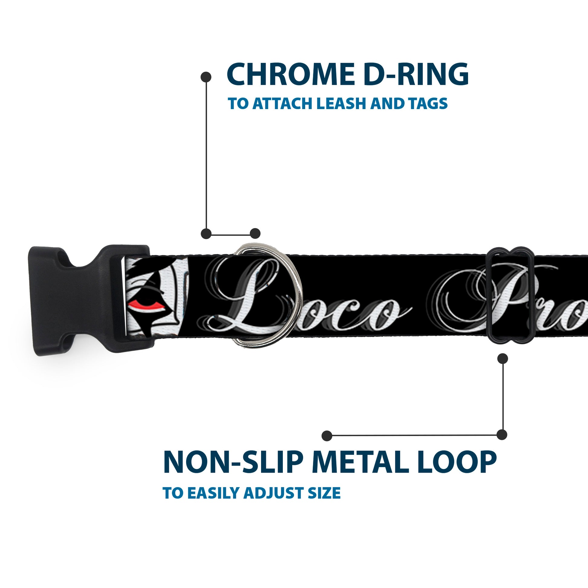 Buckle-Down Plastic Buckle Dog Collar - Loco Pro Clown Plastic Clip Collars Buckle-Down