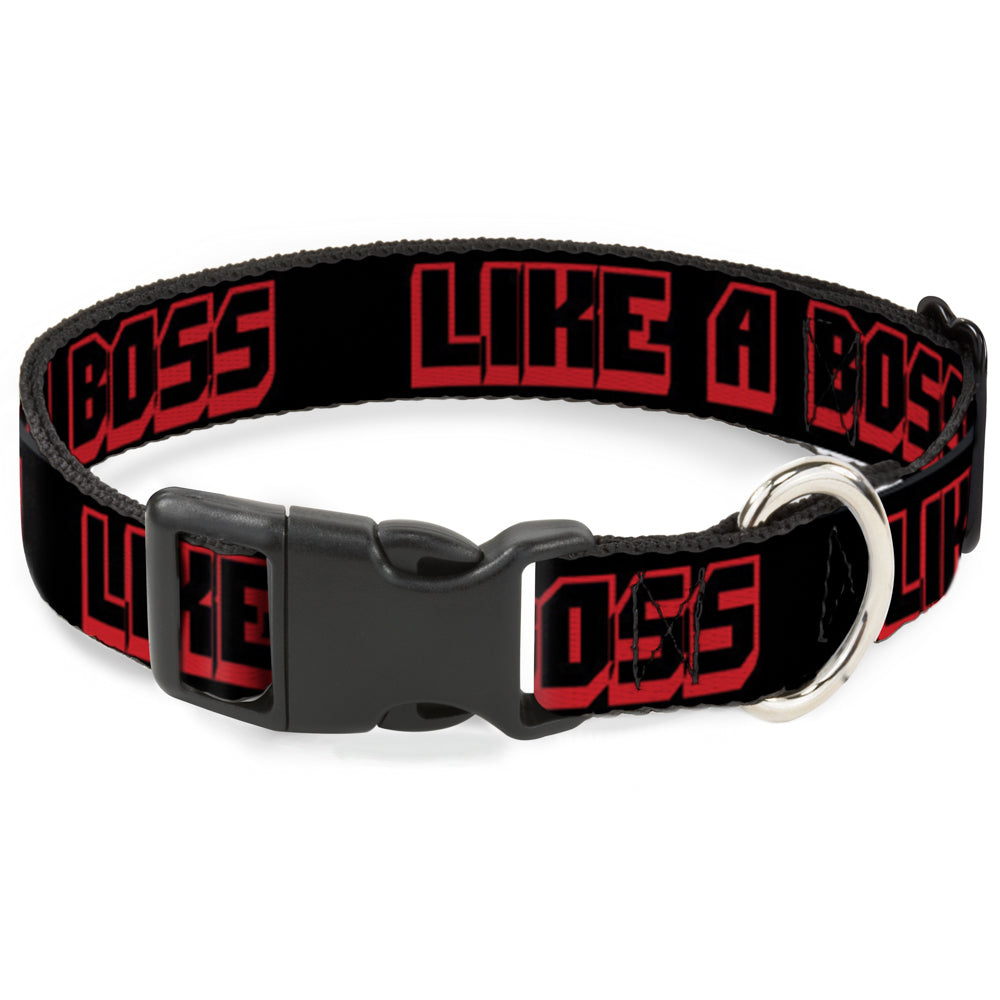 Plastic Clip Collar - LIKE A BOSS Black/Red Plastic Clip Collars Buckle-Down
