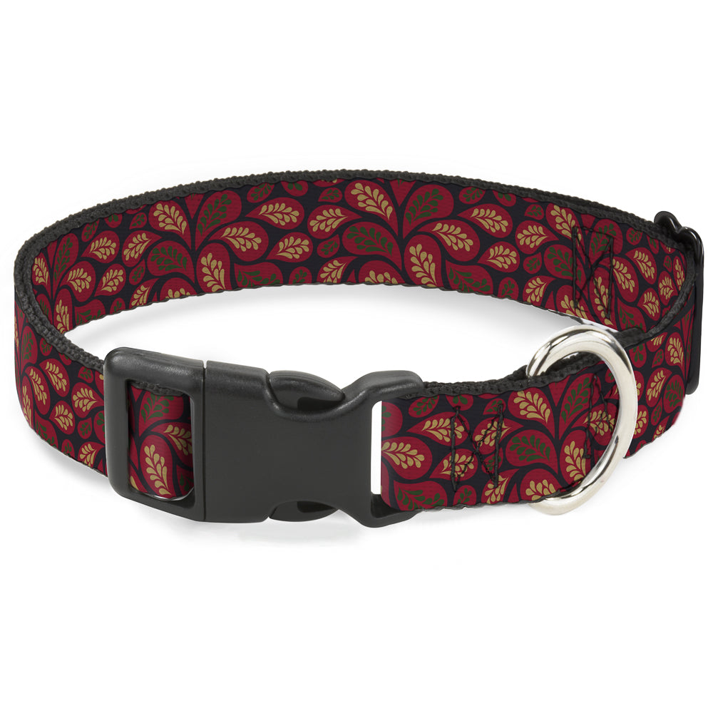 Plastic Clip Collar - Leaves Swirl Navy/Burgundy Plastic Clip Collars Buckle-Down