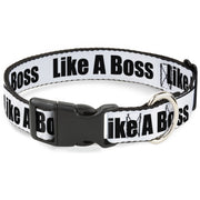 Plastic Clip Collar - LIKE A BOSS White/Black Plastic Clip Collars Buckle-Down