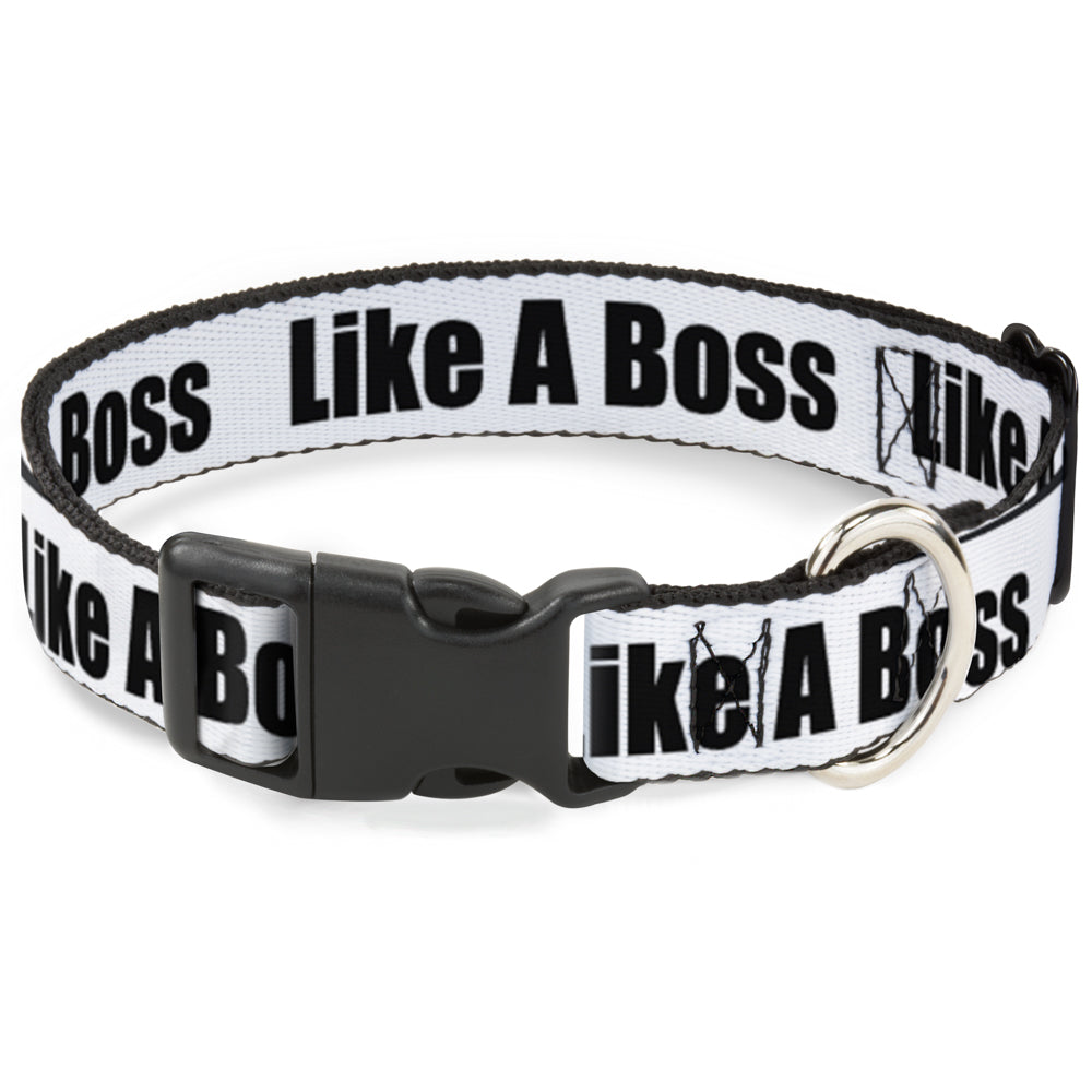 Plastic Clip Collar - LIKE A BOSS White/Black Plastic Clip Collars Buckle-Down