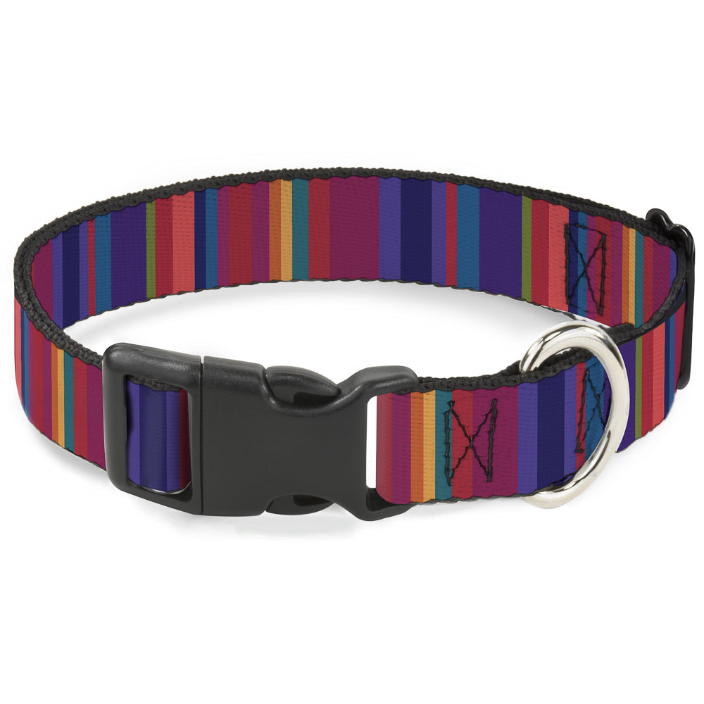 Plastic Clip Collar - Lines Reds/Purples Plastic Clip Collars Buckle-Down