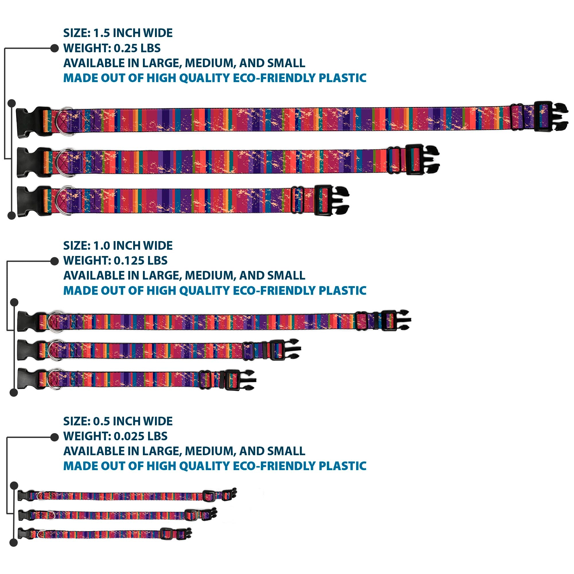 Plastic Clip Collar - Lines Weathered Reds/Purples Plastic Clip Collars Buckle-Down