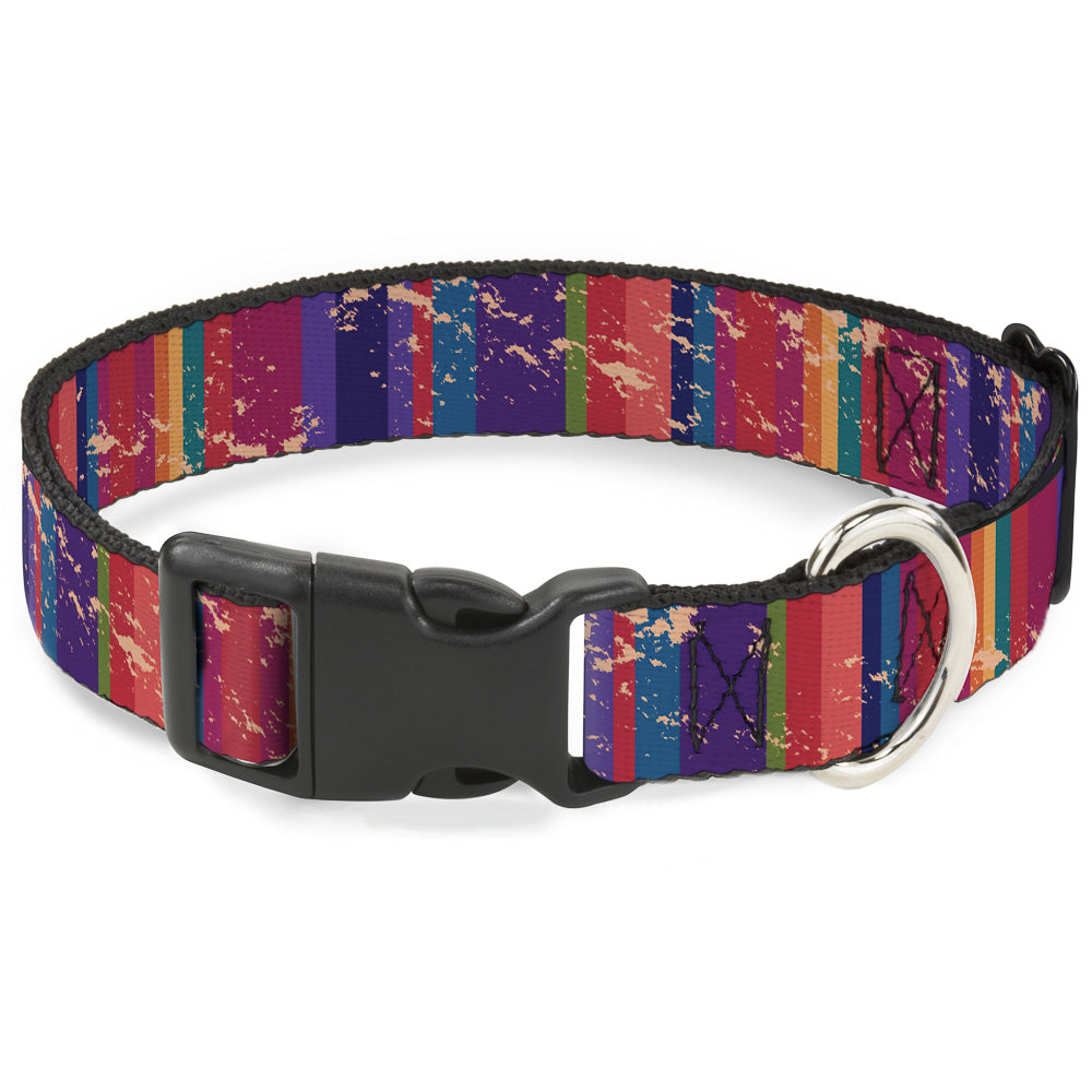 Plastic Clip Collar - Lines Weathered Reds/Purples Plastic Clip Collars Buckle-Down