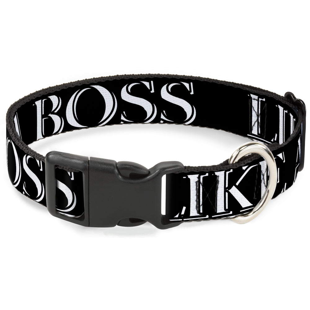 Plastic Clip Collar - LIKE A BOSS2 Black/Red Plastic Clip Collars Buckle-Down
