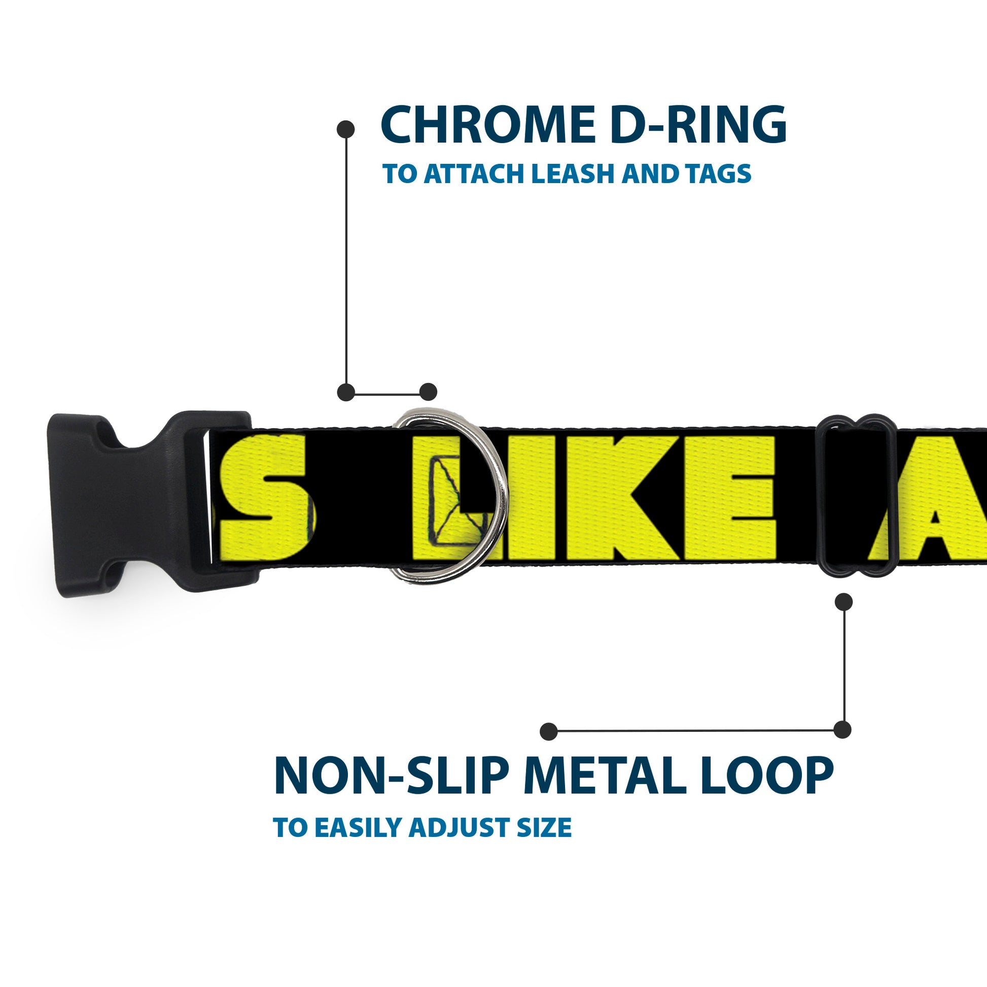 Plastic Clip Collar - LIKE A BOSS Black/Yellow Plastic Clip Collars Buckle-Down