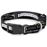 Plastic Clip Collar - LIVING THE DREAM Scroll Gray/Black/White Plastic Clip Collars Buckle-Down