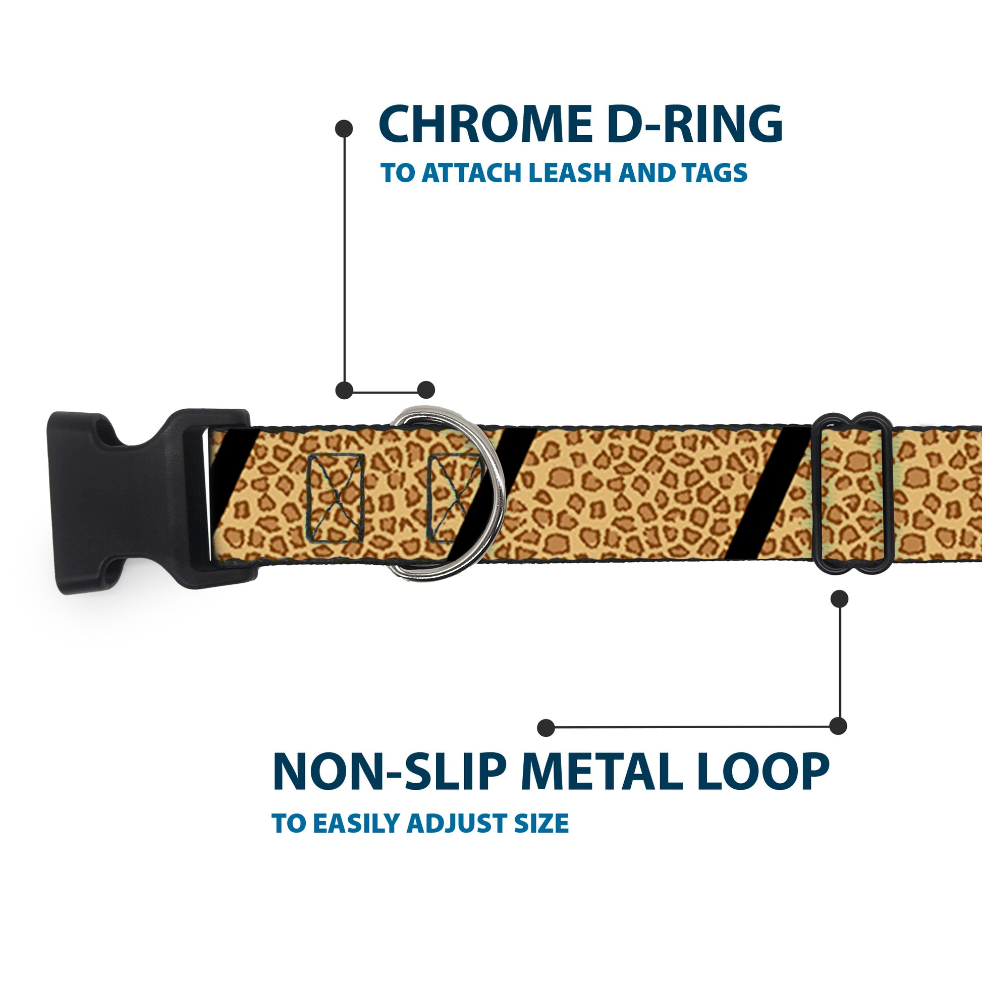 Plastic Clip Collar - Leopard Brown/Black Slash Plastic Clip Collars Buckle-Down