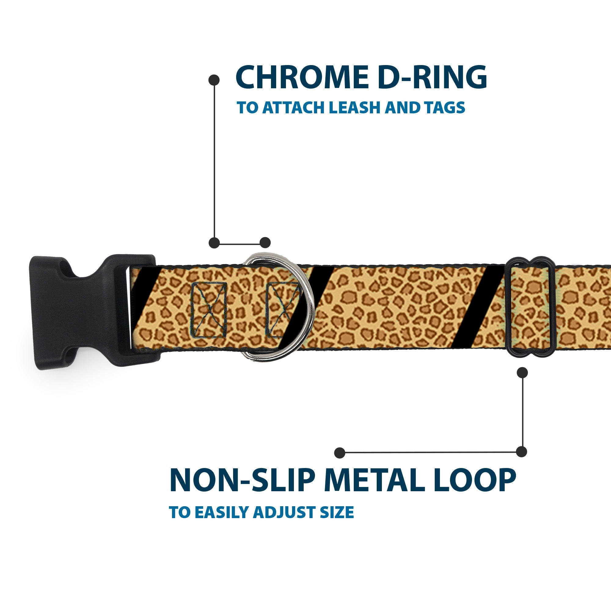 Plastic Clip Collar - Leopard Brown/Black Slash Plastic Clip Collars Buckle-Down