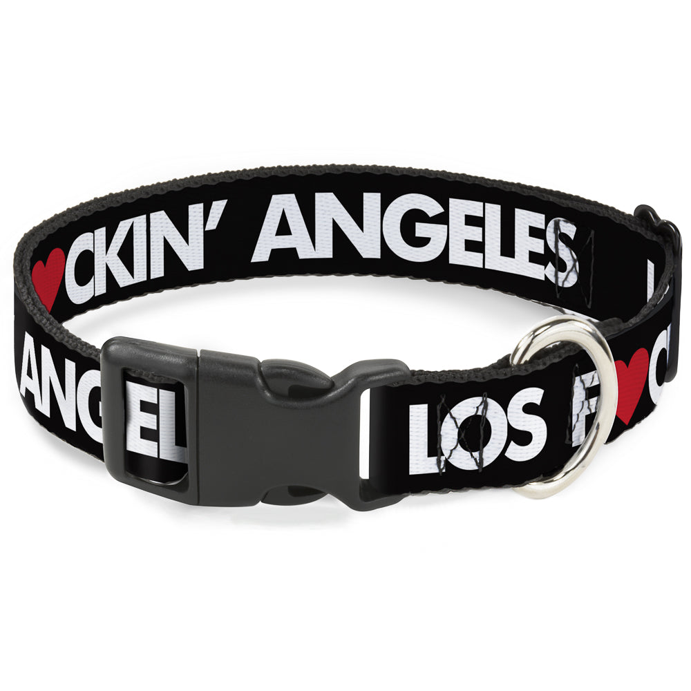 Plastic Clip Collar - LOS F*CKIN' ANGELES Heart Black/White/Red Plastic Clip Collars Buckle-Down