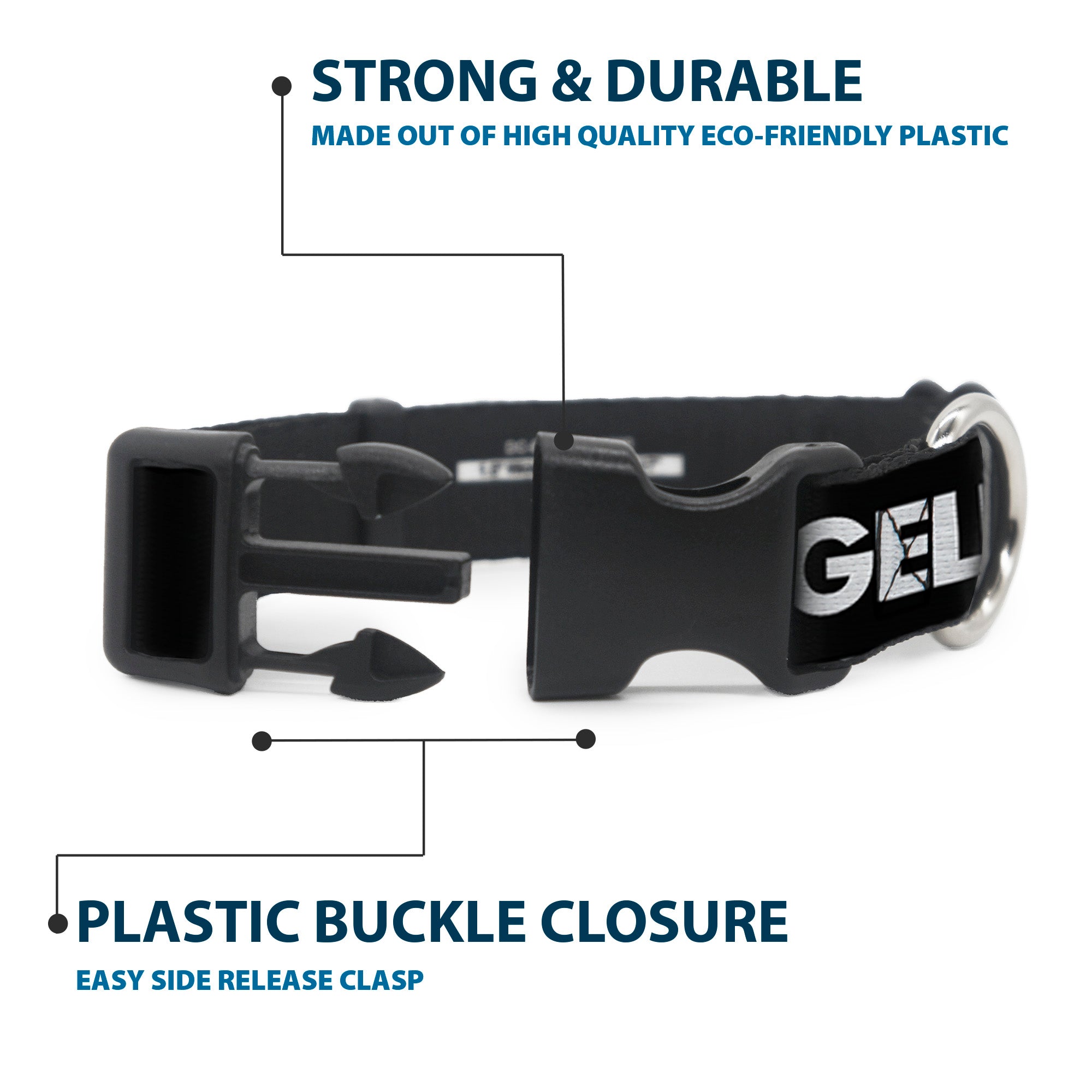 Plastic Clip Collar - LOS F*CKIN' ANGELES Mustache Black/White/Pink Plastic Clip Collars Buckle-Down