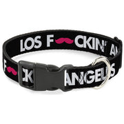 Plastic Clip Collar - LOS F*CKIN' ANGELES Mustache Black/White/Pink Plastic Clip Collars Buckle-Down