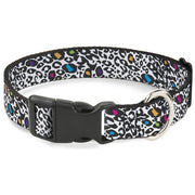 Plastic Clip Collar - Leopard White/Black/Multi Color Plastic Clip Collars Buckle-Down