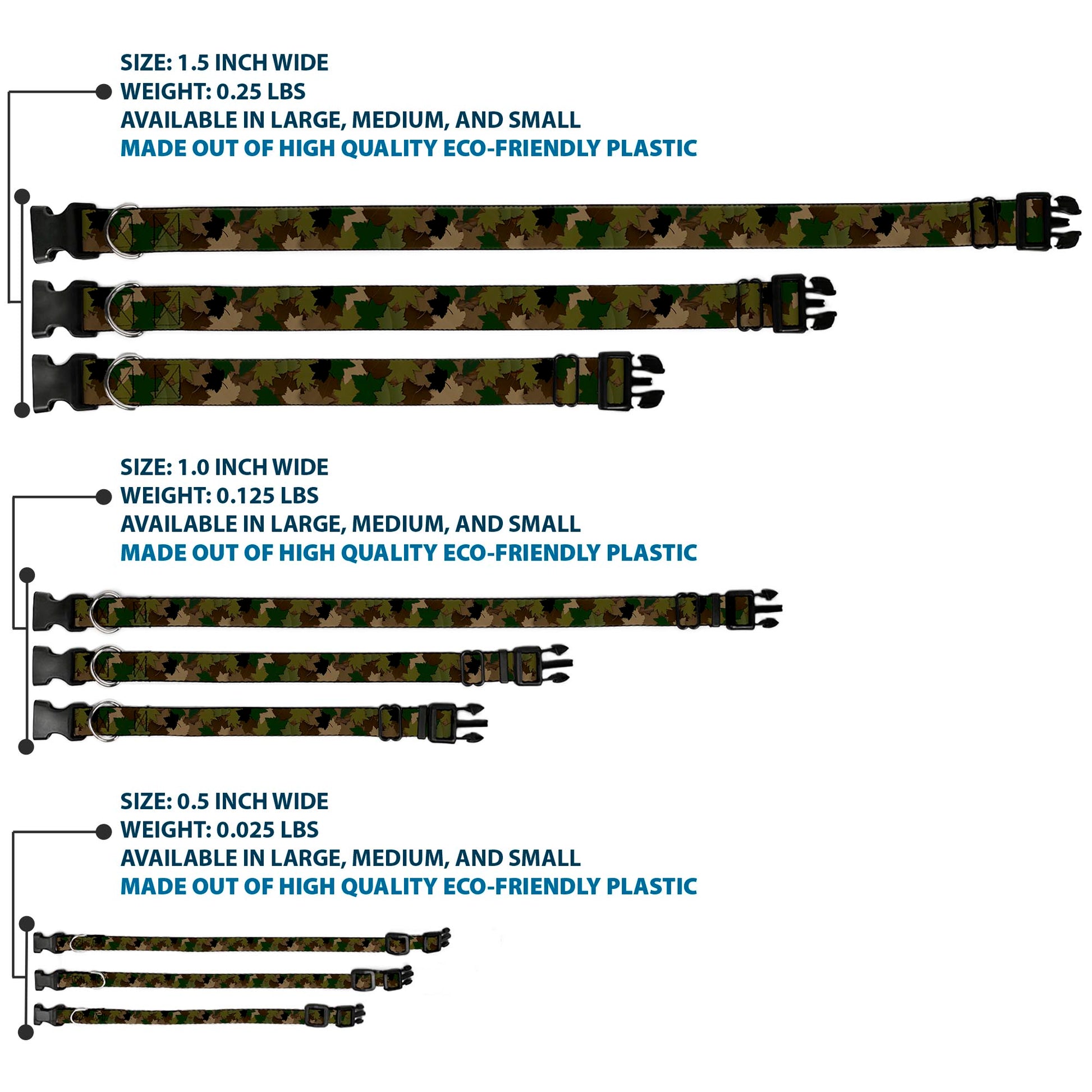 Plastic Clip Collar - Leaf Camo Browns/Greens/Black Plastic Clip Collars Buckle-Down