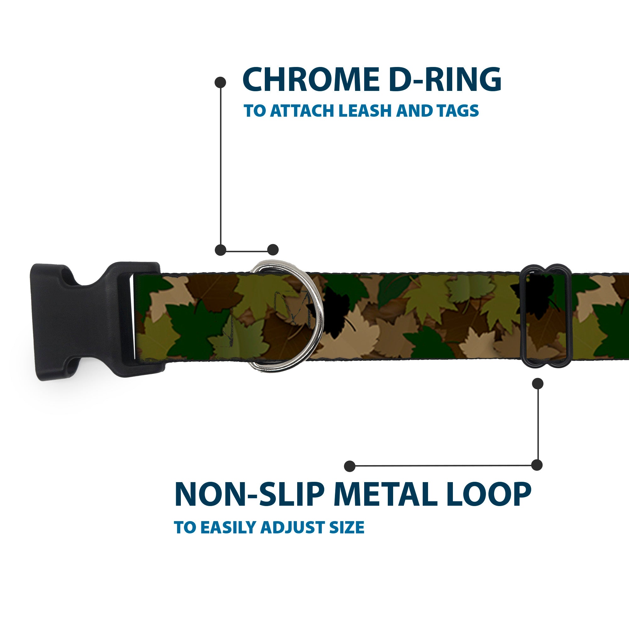 Plastic Clip Collar - Leaf Camo Browns/Greens/Black Plastic Clip Collars Buckle-Down