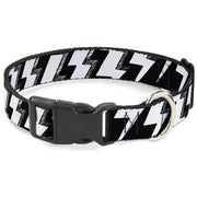 Plastic Clip Collar - Lightning Bolts Sketch Black/White Plastic Clip Collars Buckle-Down