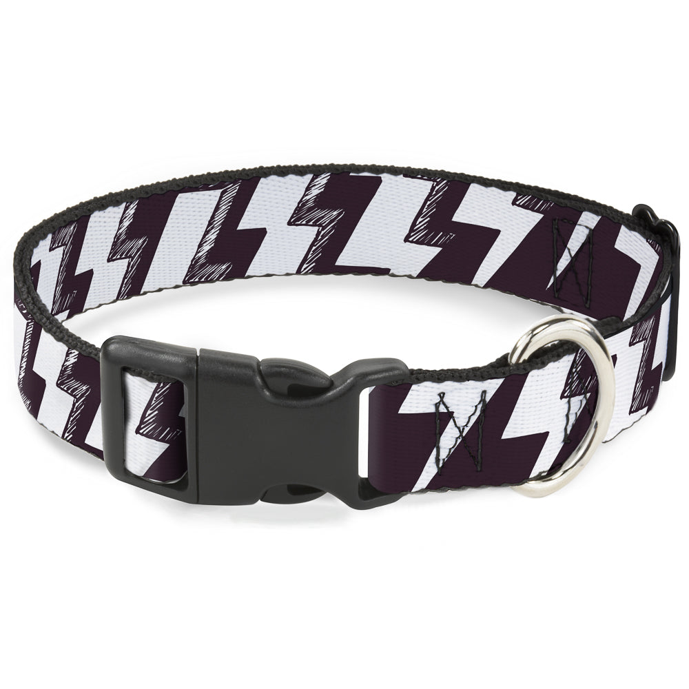 Plastic Clip Collar - Lightning Bolts Sketch Plum/White Plastic Clip Collars Buckle-Down