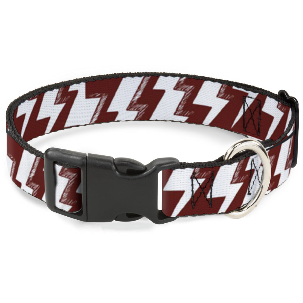 Plastic Clip Collar - Lightning Bolts Sketch Red/White Plastic Clip Collars Buckle-Down
