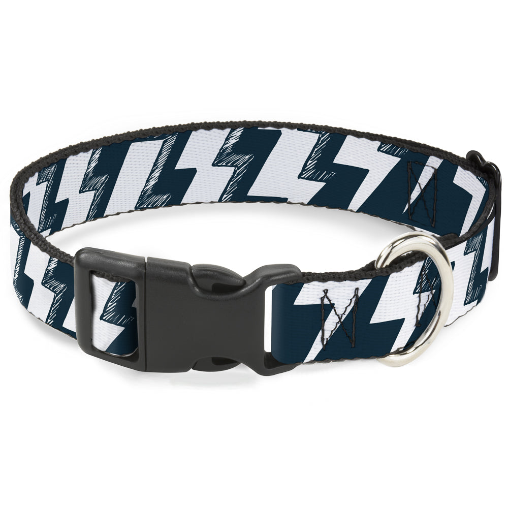 Plastic Clip Collar - Lightning Bolts Sketch Navy/White Plastic Clip Collars Buckle-Down