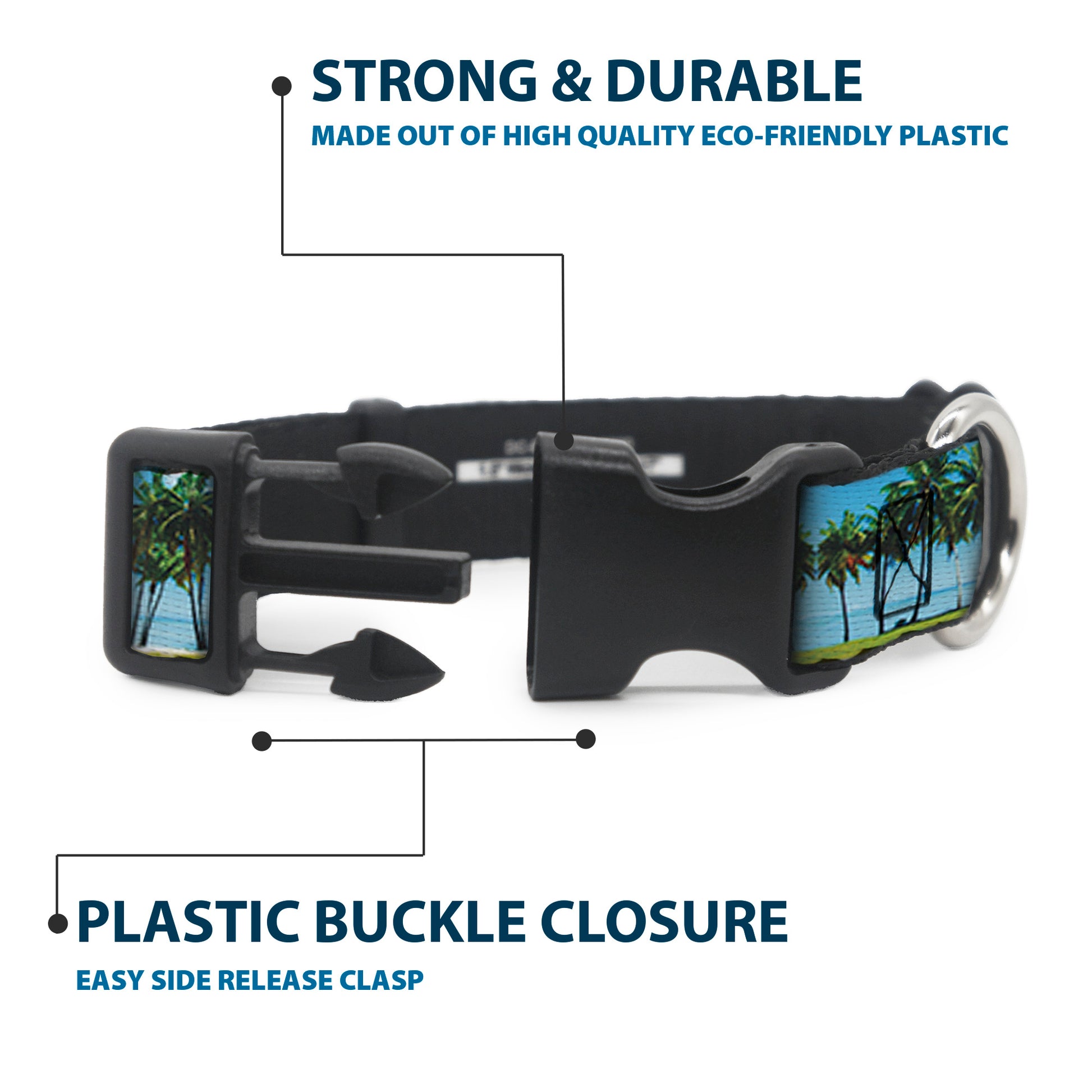 Plastic Clip Collar - Landscape Beach Palm Trees Plastic Clip Collars Buckle-Down