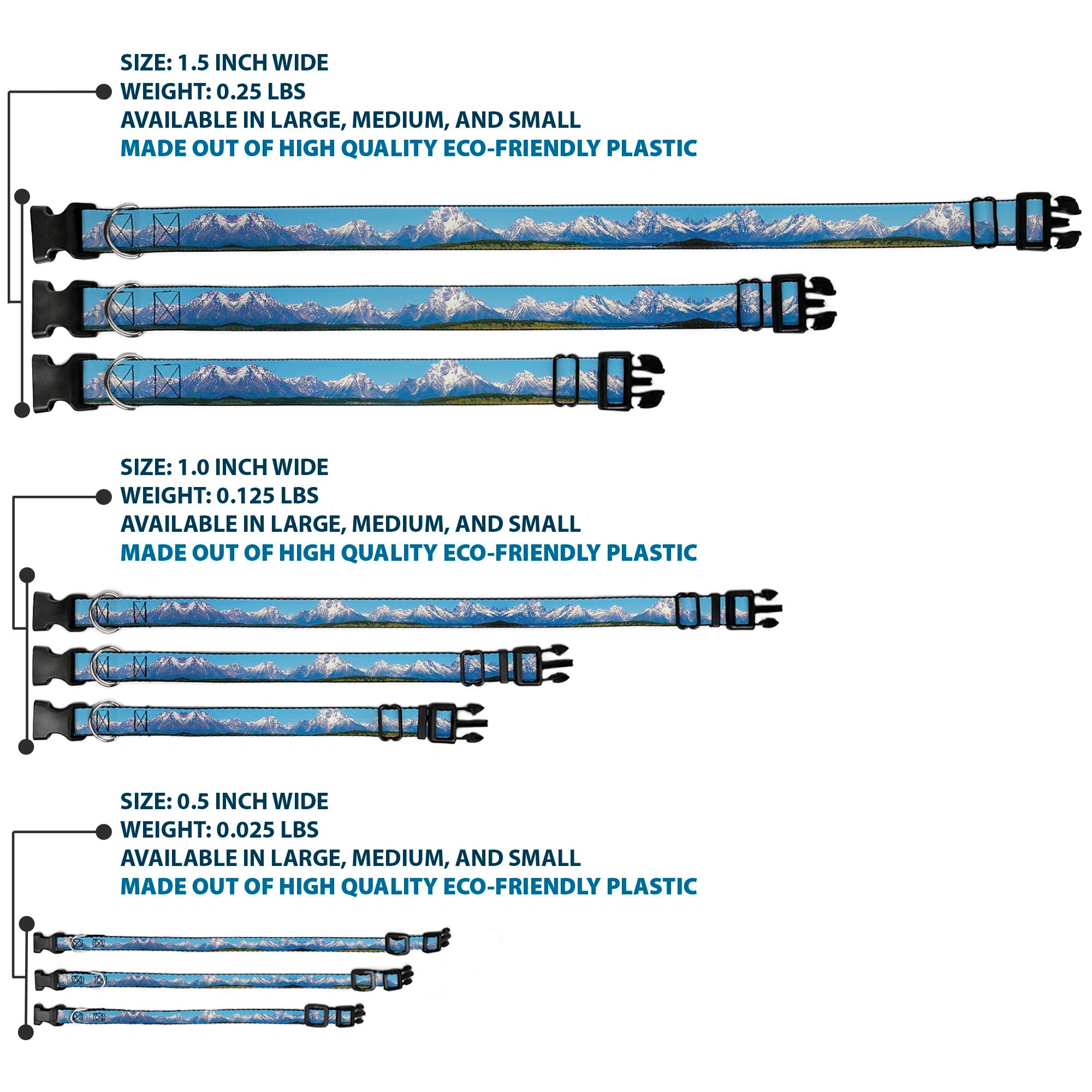 Plastic Clip Collar - Landscape Snowy Mountains Plastic Clip Collars Buckle-Down