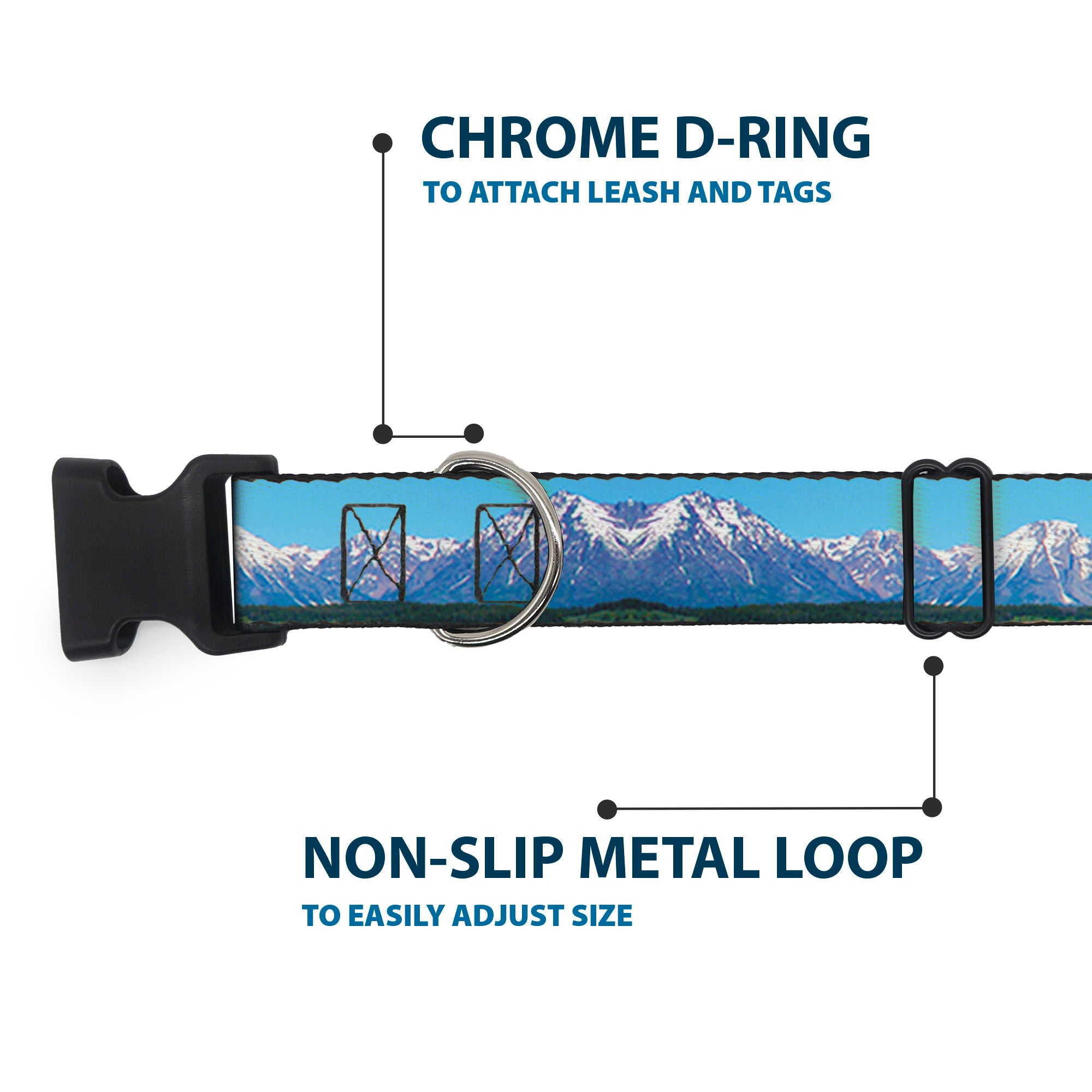 Plastic Clip Collar - Landscape Snowy Mountains Plastic Clip Collars Buckle-Down
