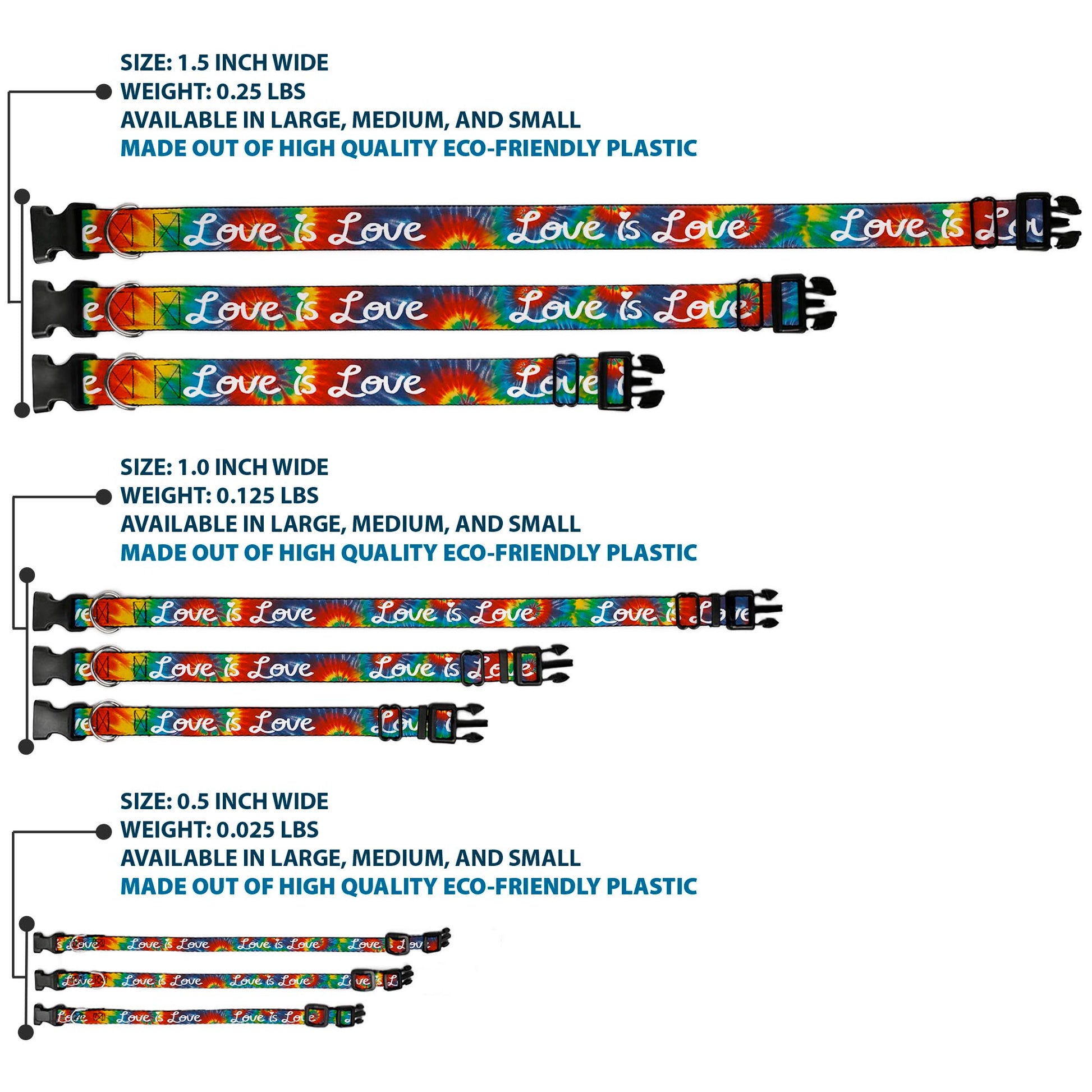 Plastic Clip Collar - LOVE IS LOVE BD Tie Dye/White Plastic Clip Collars Buckle-Down