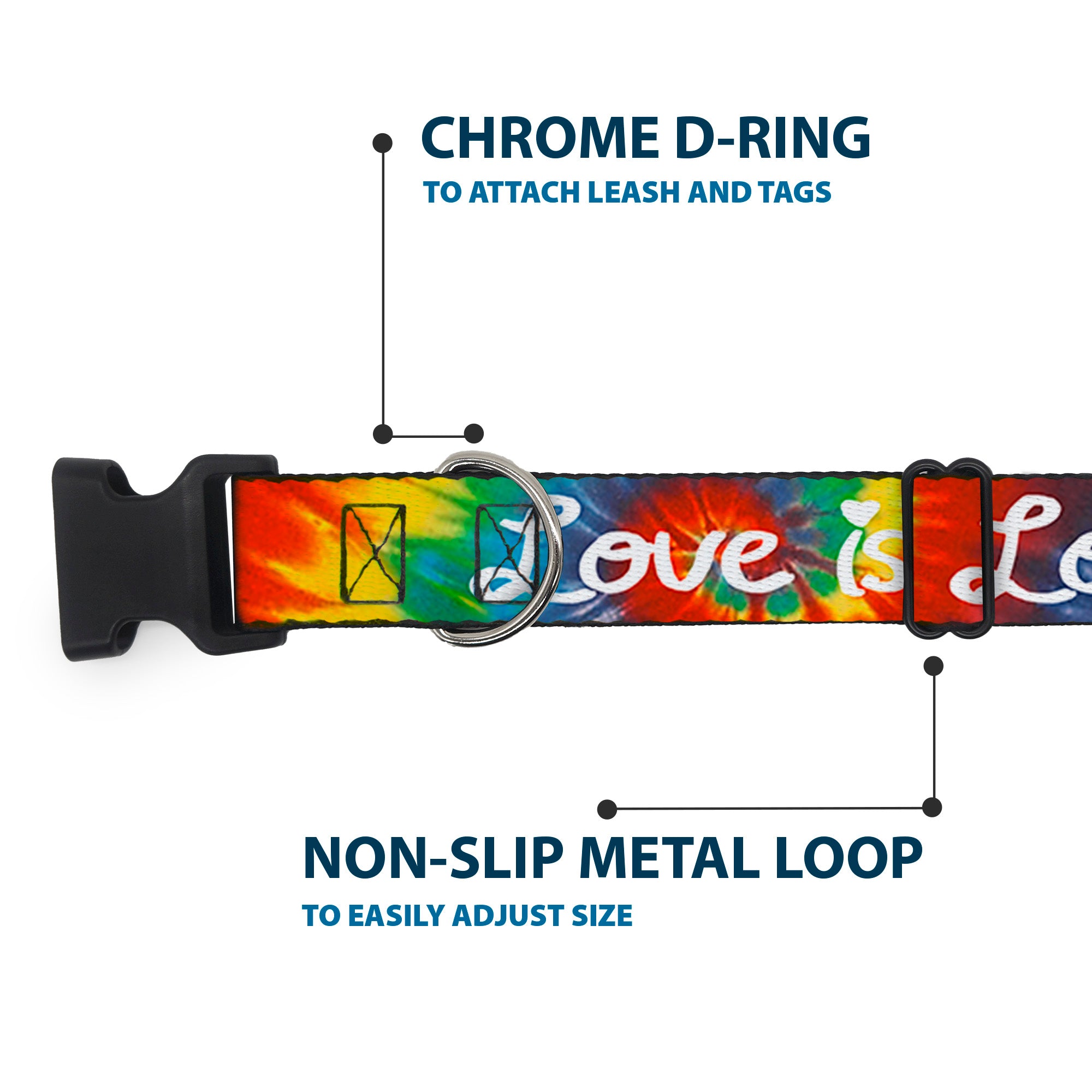 Plastic Clip Collar - LOVE IS LOVE BD Tie Dye/White Plastic Clip Collars Buckle-Down