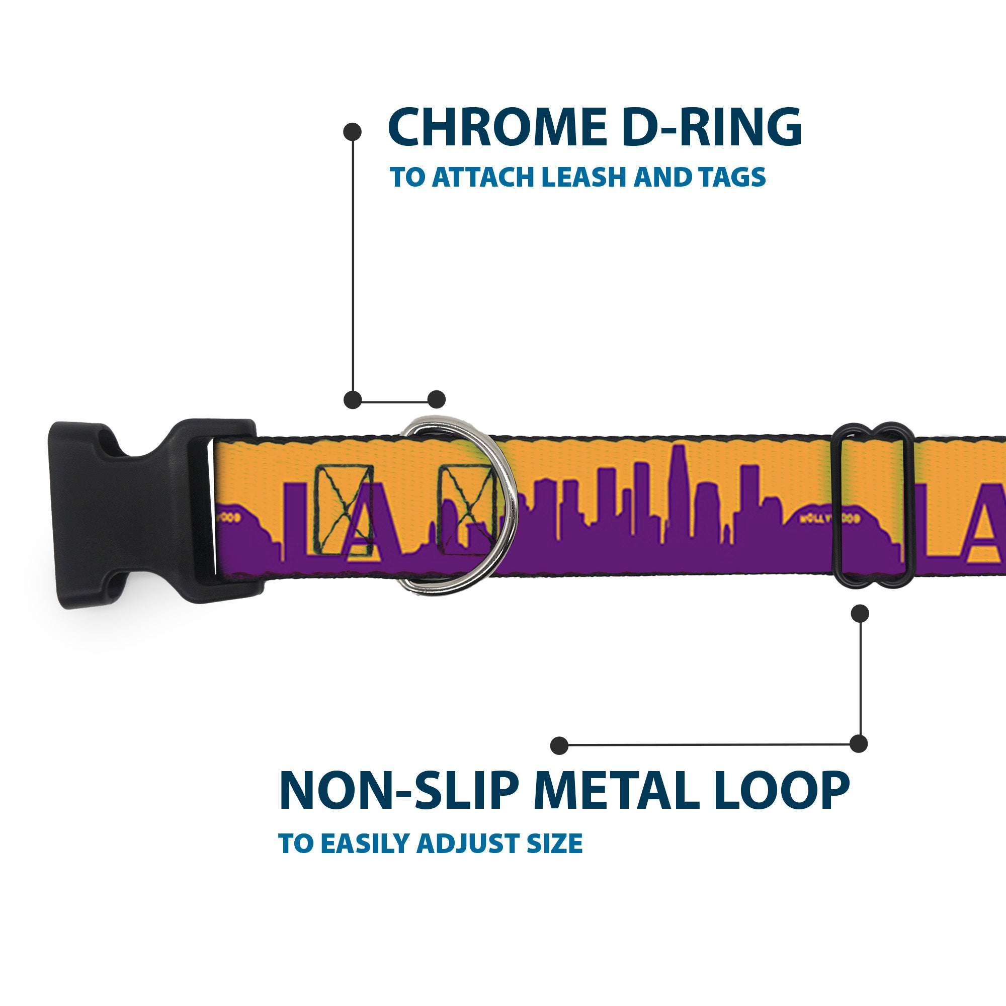 Plastic Clip Collar - Los Angeles Solid Skyline/LA Gold/Purple Plastic Clip Collars Buckle-Down
