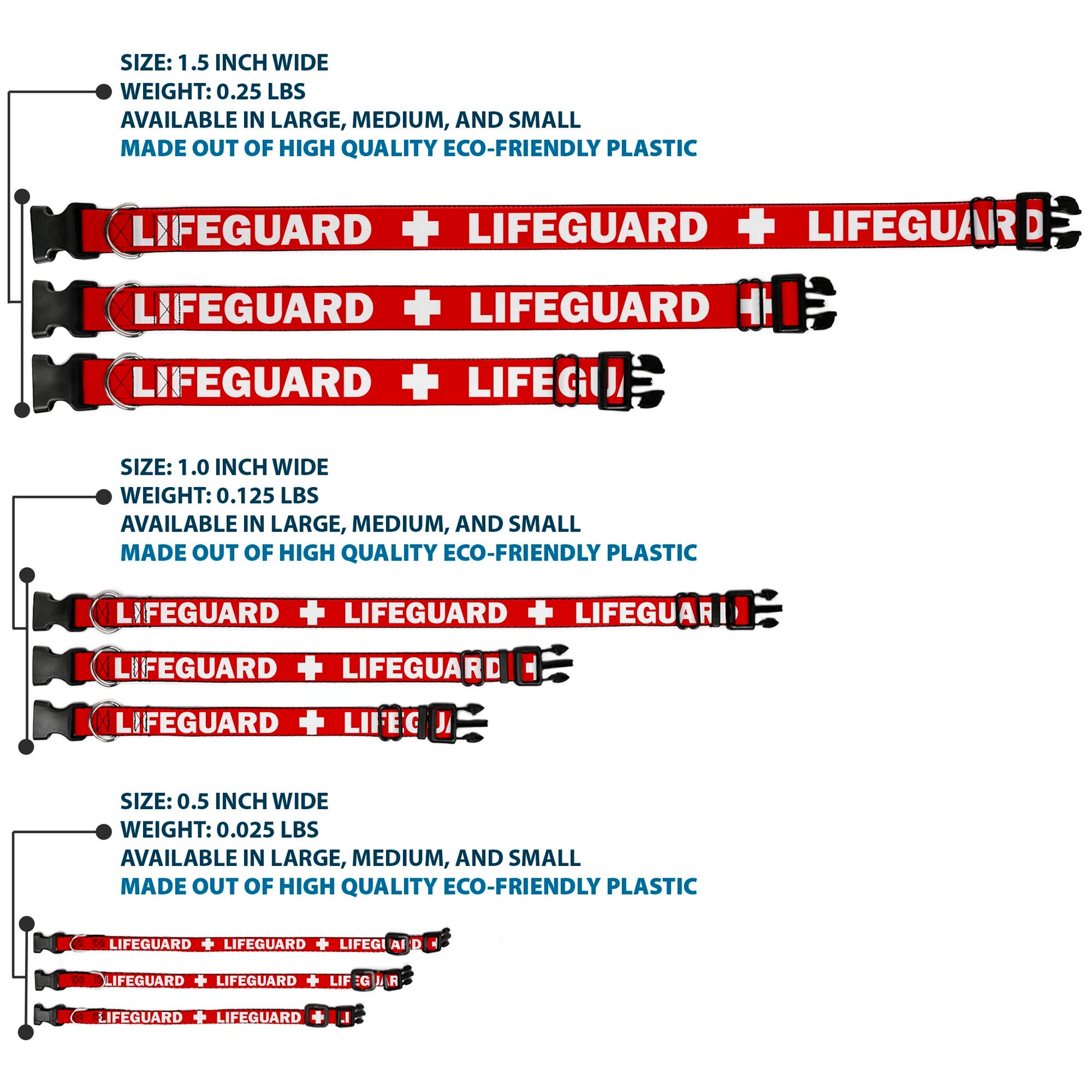 Plastic Clip Collar - LIFEGUARD/Logo Red/White Plastic Clip Collars Buckle-Down