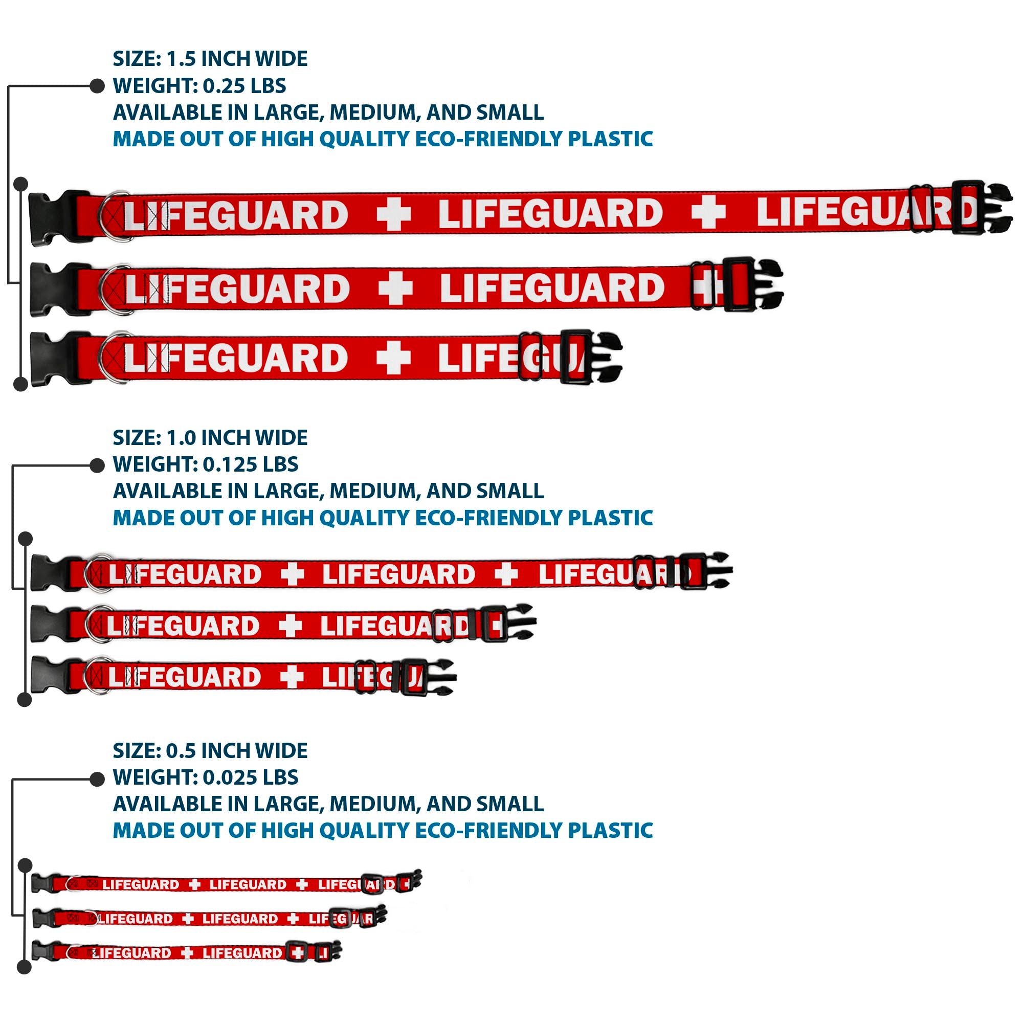 Plastic Clip Collar - LIFEGUARD/Logo Red/White Plastic Clip Collars Buckle-Down