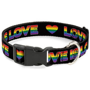 Plastic Clip Collar - LOVE IS LOVE/Heart Black/Rainbow Plastic Clip Collars Buckle-Down