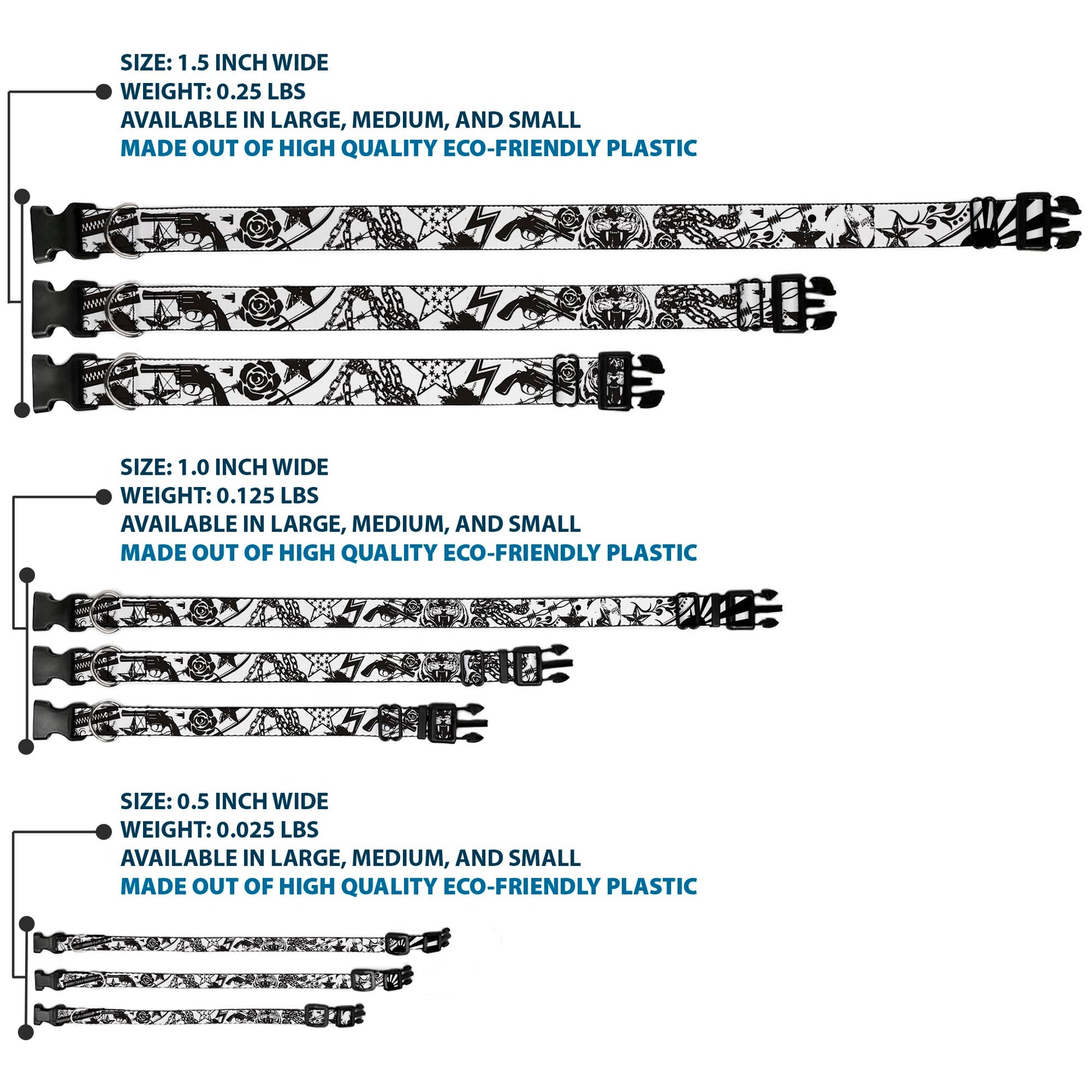 Plastic Clip Collar - Madness White/Black Plastic Clip Collars Buckle-Down