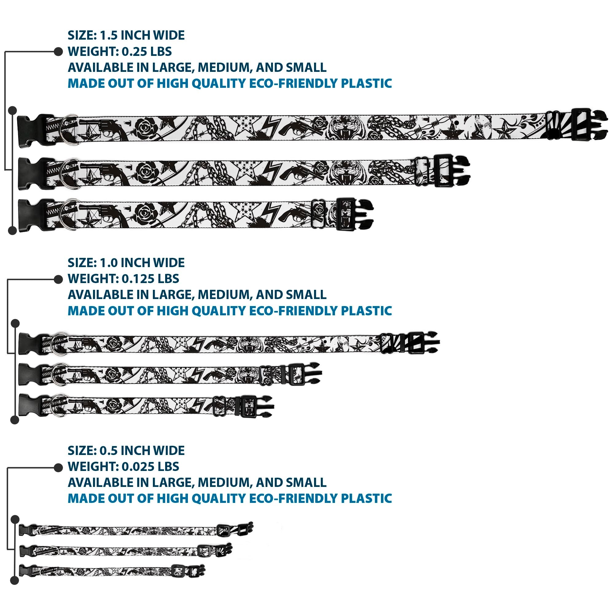 Plastic Clip Collar - Madness White/Black Plastic Clip Collars Buckle-Down