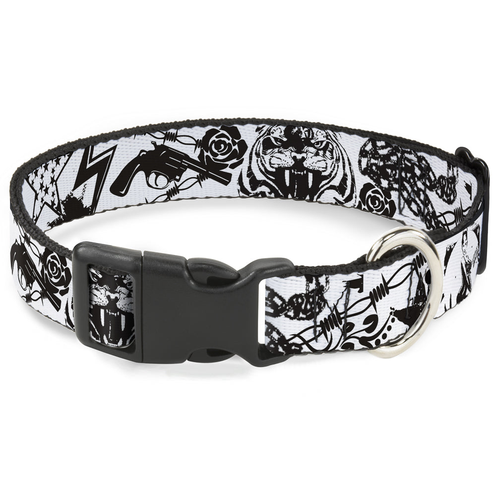 Plastic Clip Collar - Madness White/Black Plastic Clip Collars Buckle-Down
