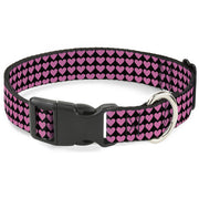 Plastic Clip Collar - Mini Hearts Black/Pink Plastic Clip Collars Buckle-Down