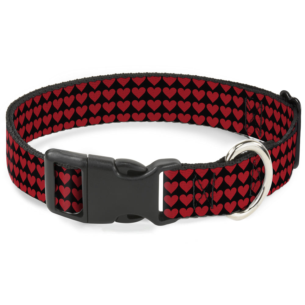 Plastic Clip Collar - Mini Hearts Black/Red Plastic Clip Collars Buckle-Down