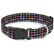 Plastic Clip Collar - Mini Hearts Black/Multi Color Plastic Clip Collars Buckle-Down