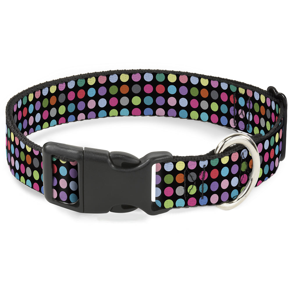 Plastic Clip Collar - Mini Polka Dots Black/Multi Color Plastic Clip Collars Buckle-Down