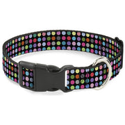 Plastic Clip Collar - Mini Polka Dots Black/Multi Color Plastic Clip Collars Buckle-Down