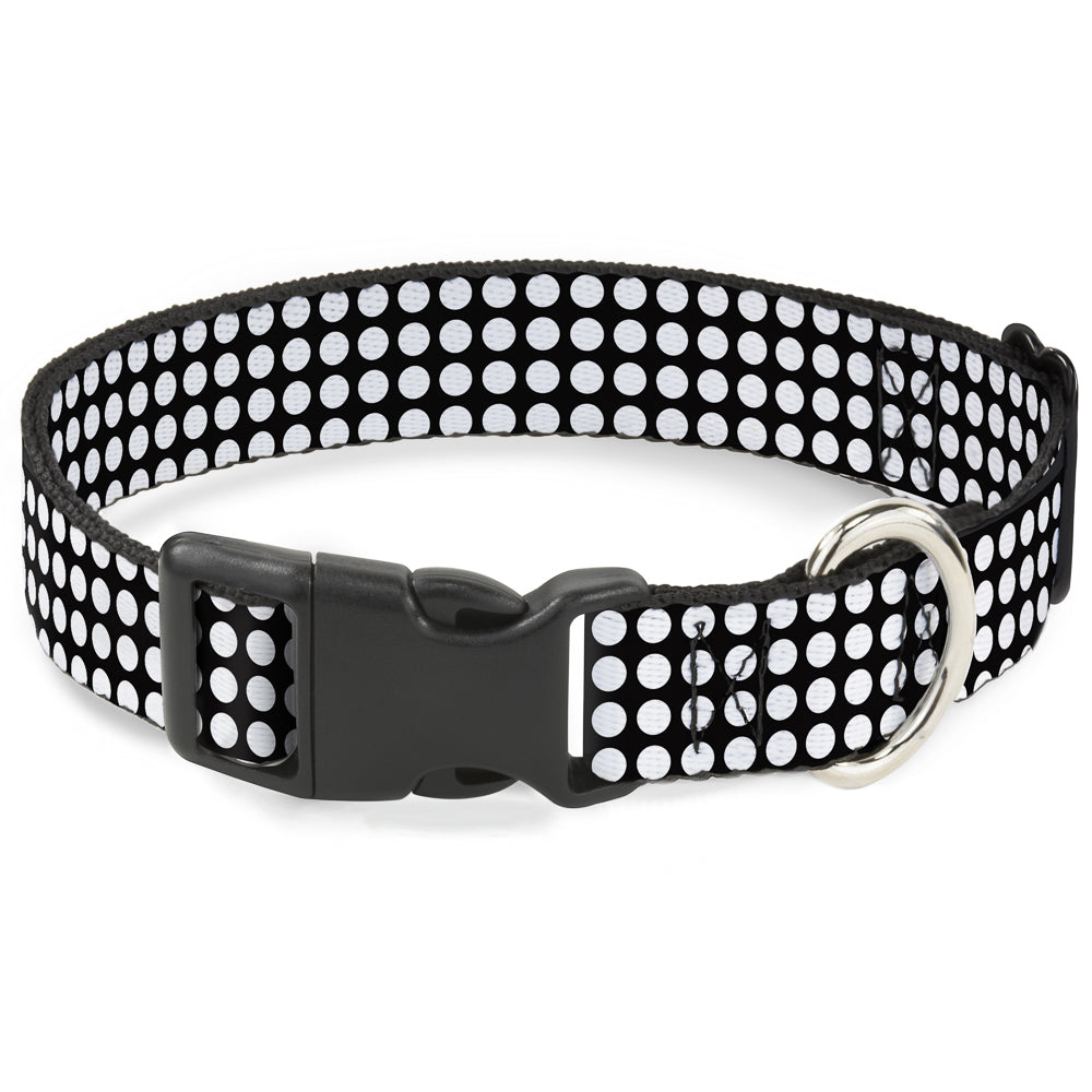 Plastic Clip Collar - Mini Polka Dots Black/White Plastic Clip Collars Buckle-Down