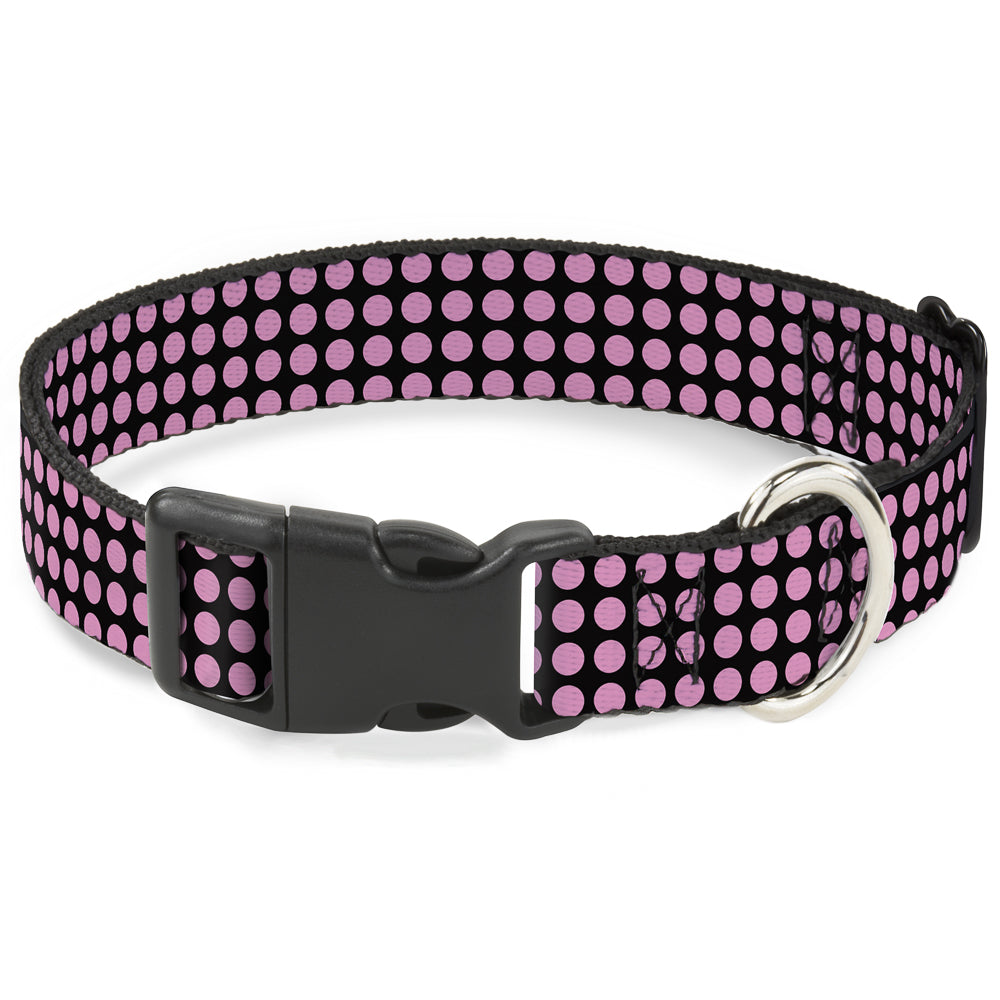Plastic Clip Collar - Mini Polka Dots Black/Pink Plastic Clip Collars Buckle-Down